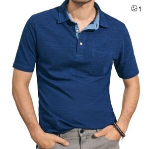 Faherty Deep Blue Polo Shirt
